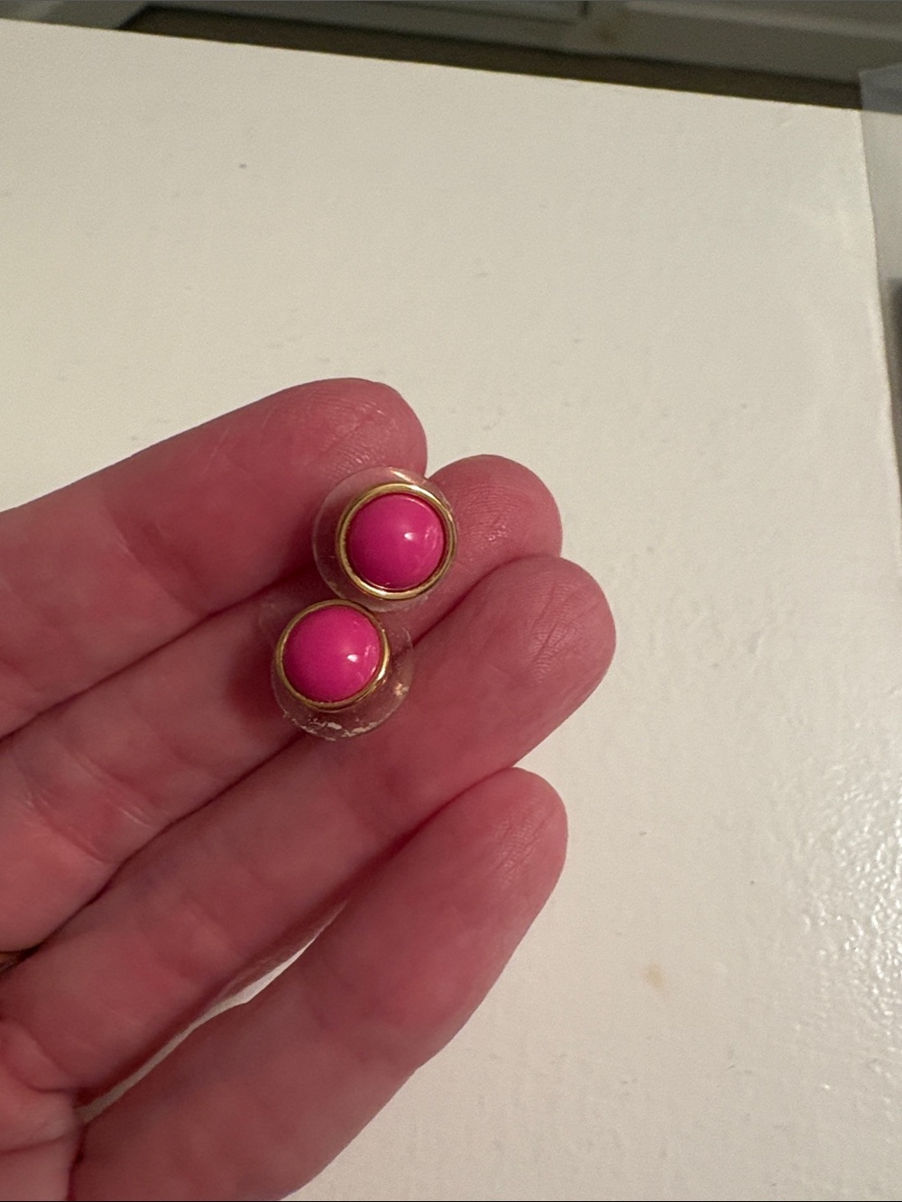 kate spade Gold-Tone Hot Pink Round Stud Earrings